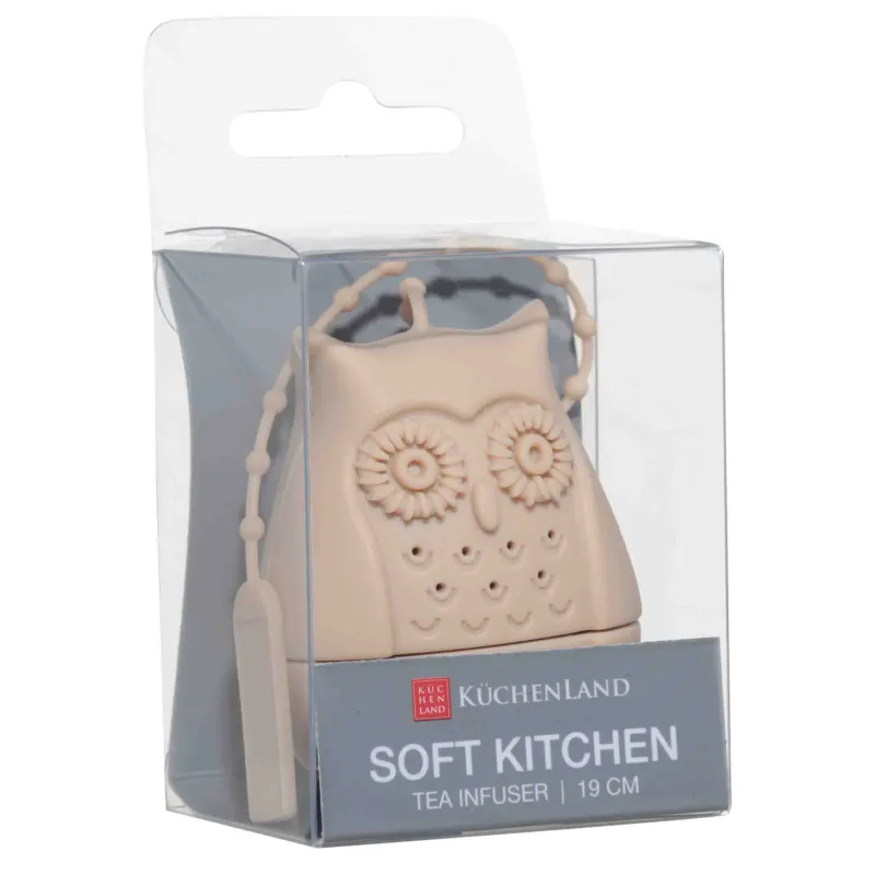 Сито для заваривания чая, 19 см, силикон, бежевое, Сова, Owl, image-1