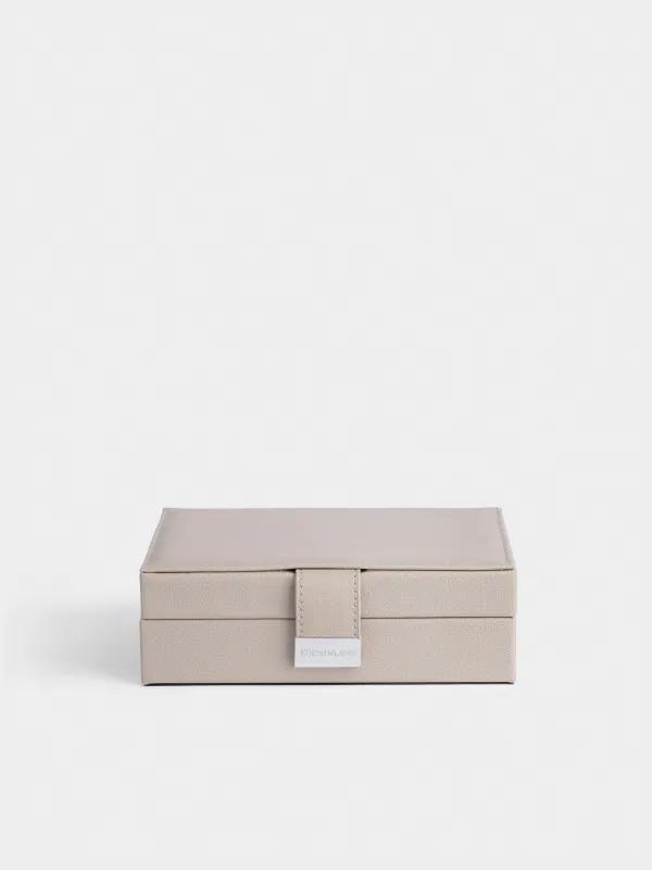 Шкатулка для украшений, 20х15 см, с зеркалом, дерево/искусственная кожа, серая, Premiere one, image-1