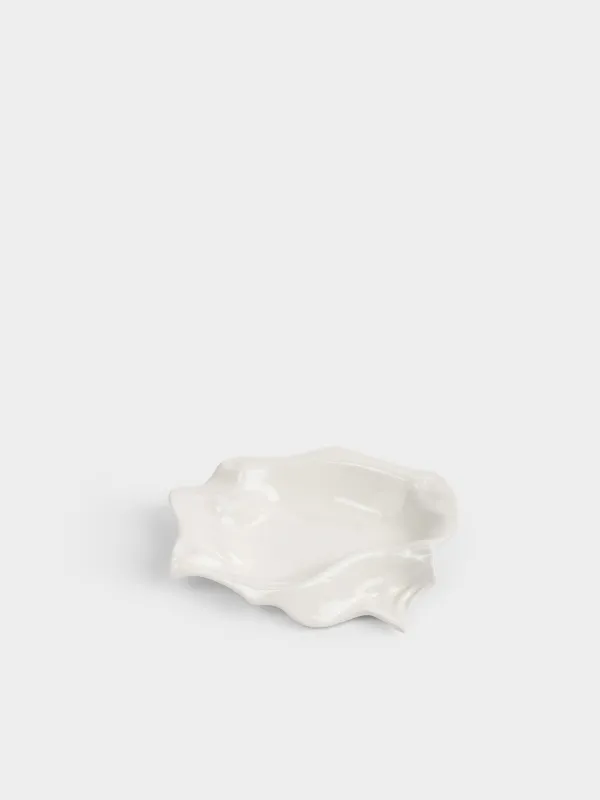 Блюдо декоративное, 19х15х4 см, керамика D, молочное, Мятый эффект, Crumple, image-0