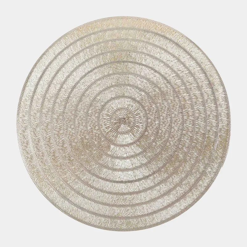 Салфетка под приборы, 38 см, ПВХ, круглая, золотистая, Кольца, Azhur