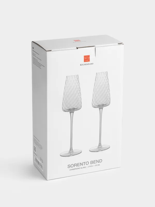 Бокал для шампанского, 270 мл, 2 шт, стекло, перламутр, Sorento bend, image-4