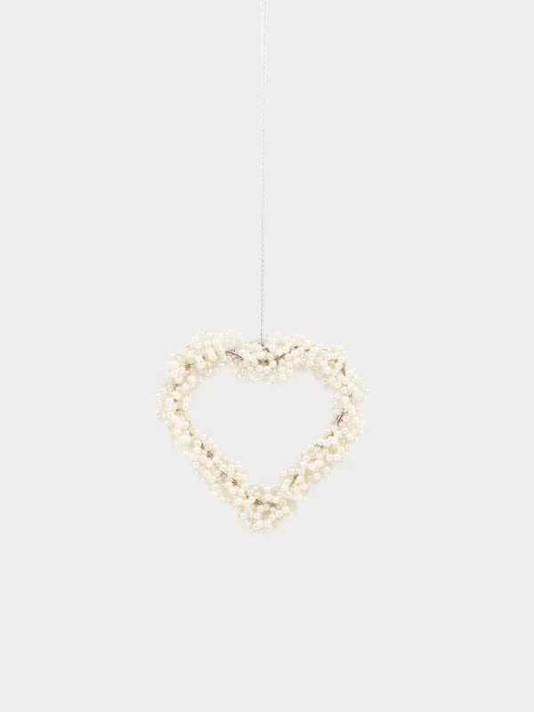 Игрушка елочная, 8 см, бисер/металл, перламутр, Сердце, Beads figure, image-1