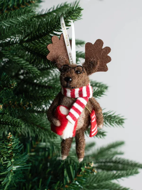 Игрушка елочная, 10x15 см, полиэстер, коричневая, Олень, Figure Christmas Fuzz, image-5