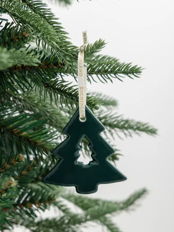 Игрушка елочная, 7 см, фарфор P, зеленая, Елка, Figure christmas, image-2