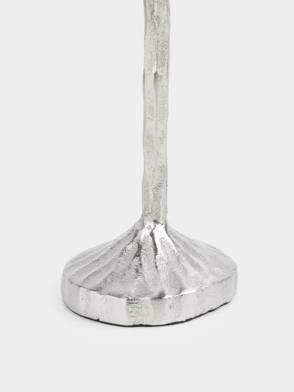 Подсвечник, 27 см, для тонкой свечи, на ножке, металл, серебристый, Калла, Fantastic, image-1