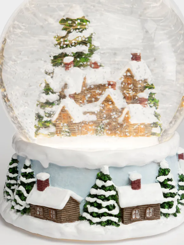 Снежный фонарь, 15 см, с подсветкой, Домики в лесу, White style, image-2