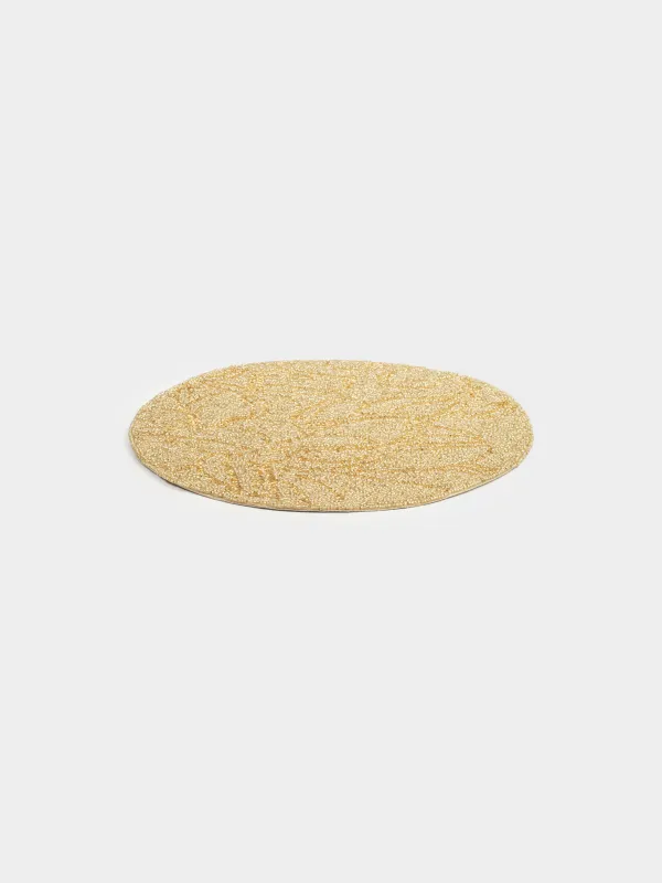 Салфетка под приборы, 36 см, бисер, круглая, шампань, Листья, Art beads, image-1