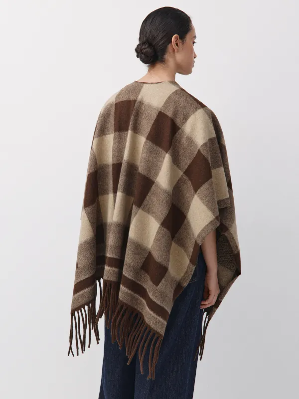 Пончо в клетку с бахромой, Poncho, image-3