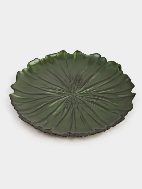 Тарелка обеденная, 28 см, стекло, зеленая, Verge, image-1