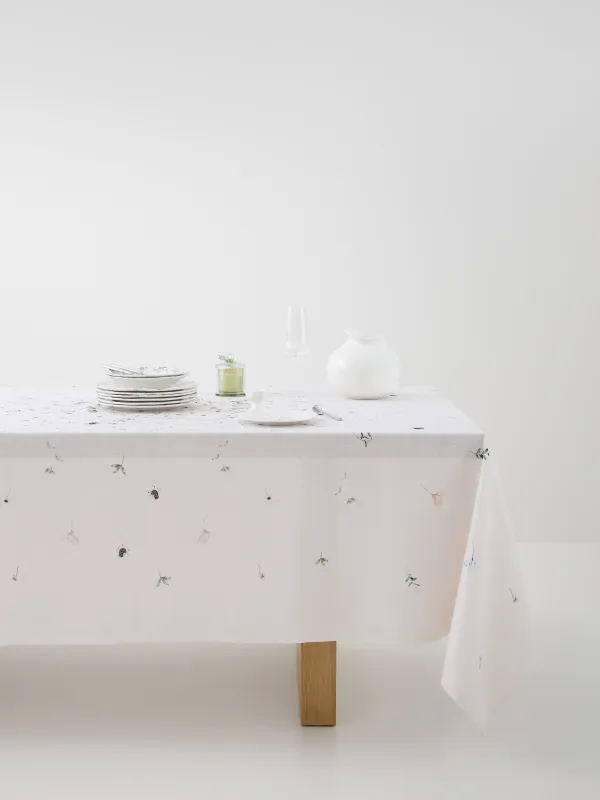 Скатерть, 170х250 см, полиэстер, молочная, Весенние цветы, Flowery, image-0