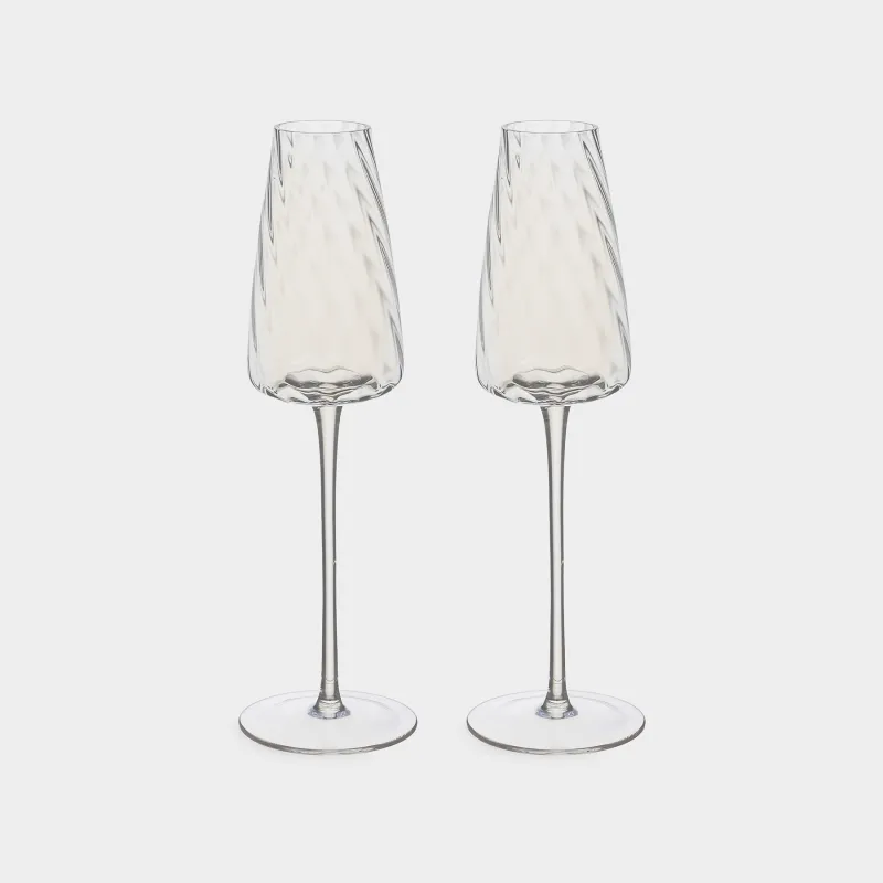 Бокал для шампанского, 2 шт, с перламутром, Sorento bend