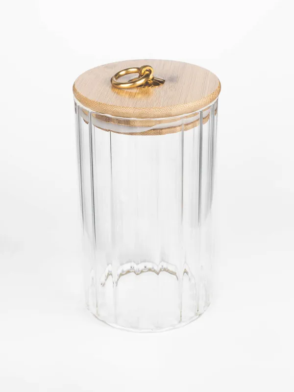 Банка для сыпучих продуктов, 800 мл, стекло Б/бамбук, Camellia, image-1