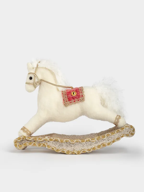 Изделие декоративное, 27х30 см, пенопласт/полиэстер, молочная, Лошадка-качалка, Rocking horse, image-0