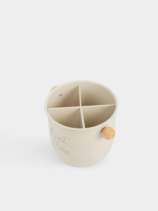 Подставка для кухонных принадлежностей, 17х14 см, 4 отд, металл/бамбук, бежевая, Gusto, image-2