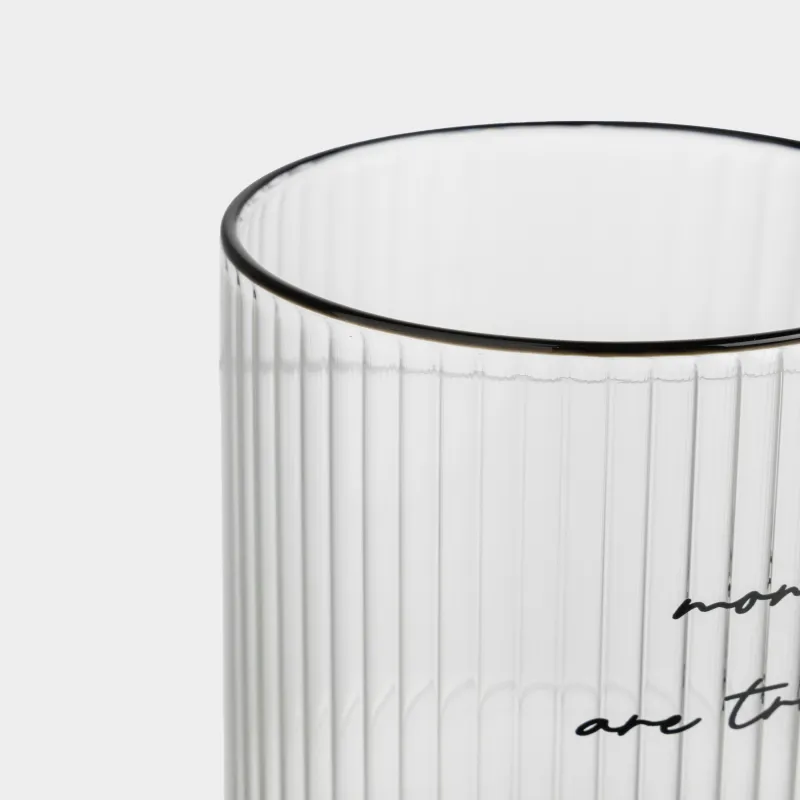 Стакан, 10 см, 420 мл, стекло Р, Moments are treasure, Ribby font, image-2