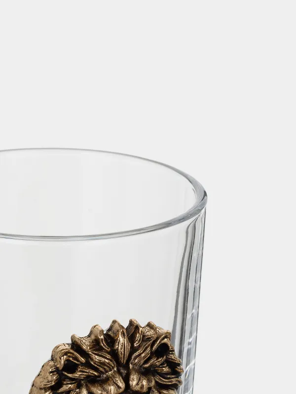 Стакан для виски, 10 см, 340 мл, стекло/металл, Золотистый лев, Lux elements, image-4