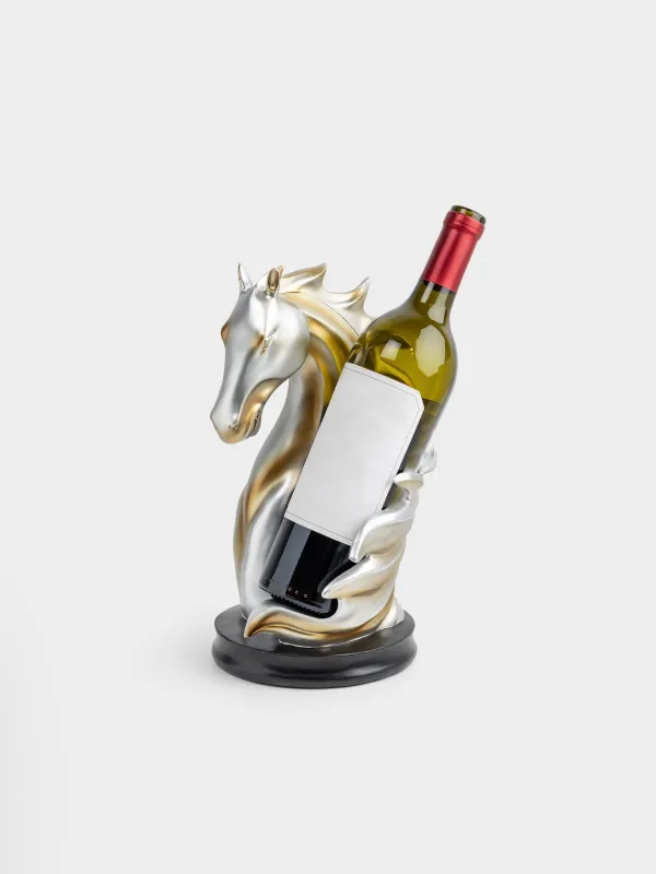 Подставка для бутылки, 15х29 см, полирезин, золотисто-серебристая, Конь, Horse color, image-3