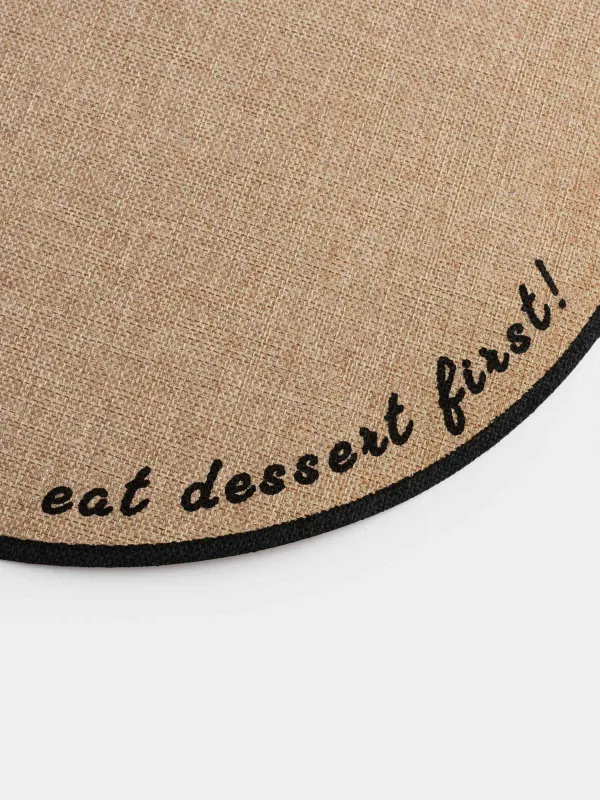 Салфетка под приборы, 38 см, полиэстер, круглая, песочная, Outline, image-4