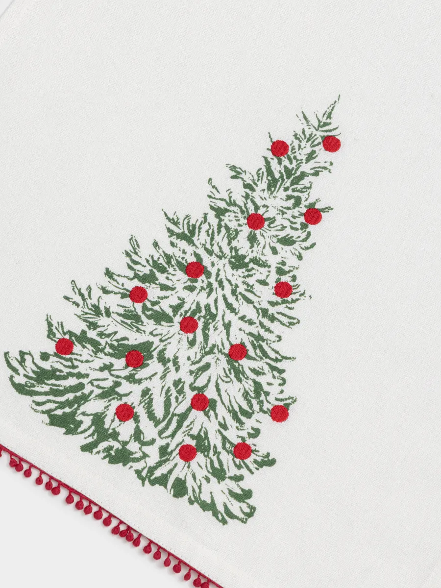 Полотенце кухонное, 40х60 см, хлопок, молочное, Новогодняя елка, Christmas, image-1