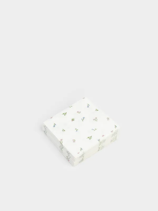 Салфетки бумажные, 21х21 см, 20 шт, квадратные, белые, Нежные цветы, El floria, image-1