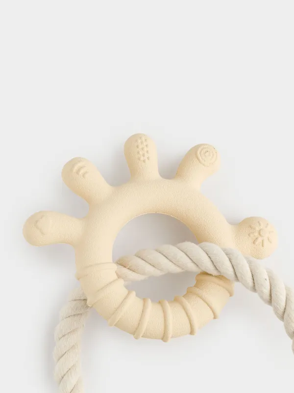 Игрушка для собак, 20 см, резина/хлопок, бежевая, Лапа на канате, Playful pet, image-1