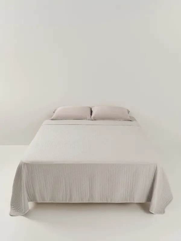 Покрывало, 220х240 см, стеганое, микрофибра, серое, Полосы, Stitch, image-4