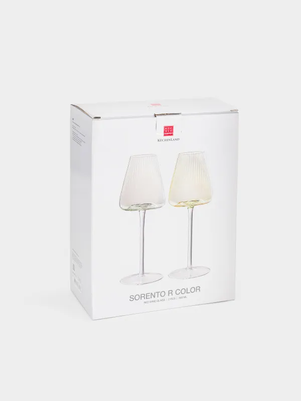 Бокал для красного вина, 480 мл, 2 шт, кристальное стекло, зеленый/желтый, Sorento R color, image-5