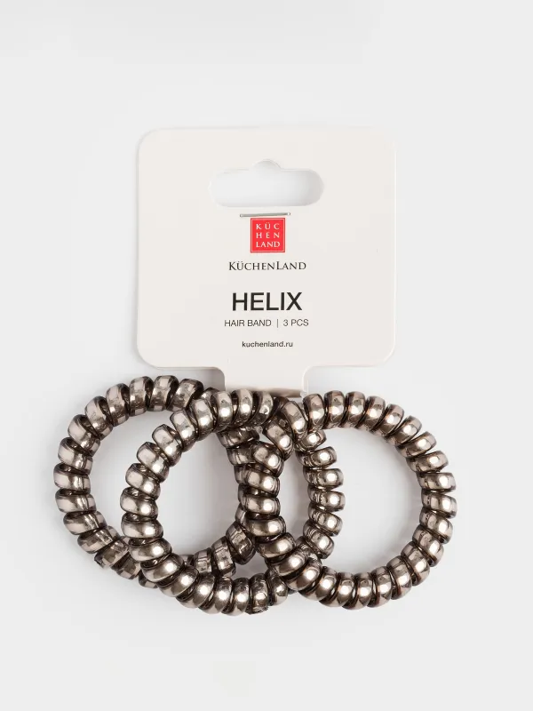 Резинка для волос, 5 см, 3 шт, ТПУ, серая, Спираль, Helix, image-2