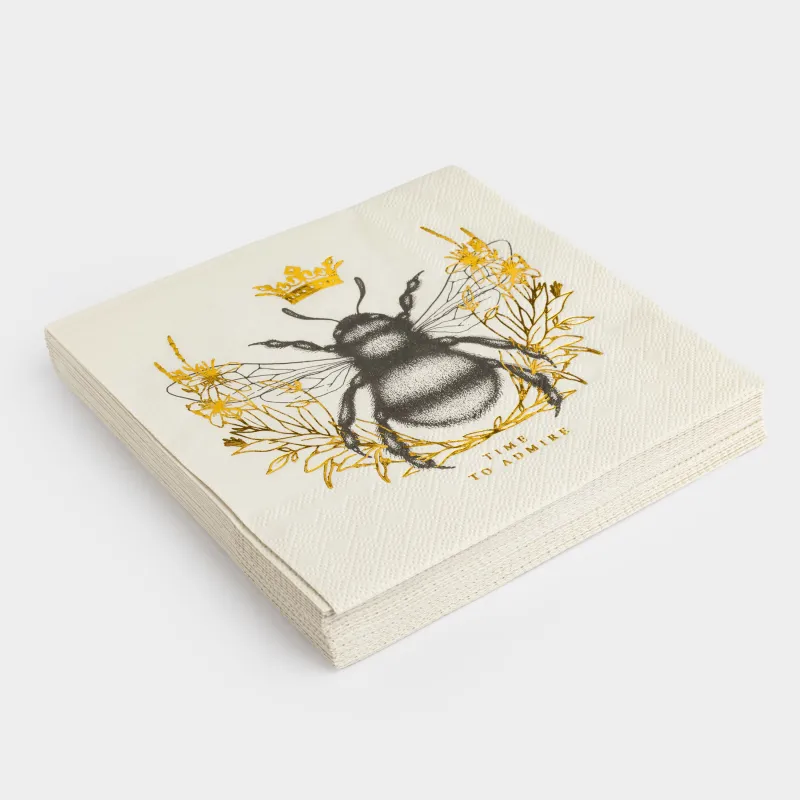 Салфетки бумажные, 33х33 см, 20 шт, квадратные, белые, Пчела, Honey, image-1