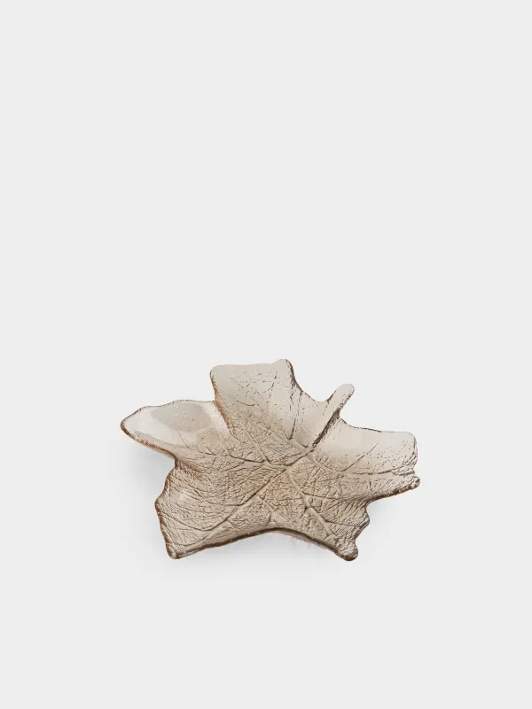 Блюдо, 28х27х4 см, стекло, коричневое, Лист, Leaves, image-0