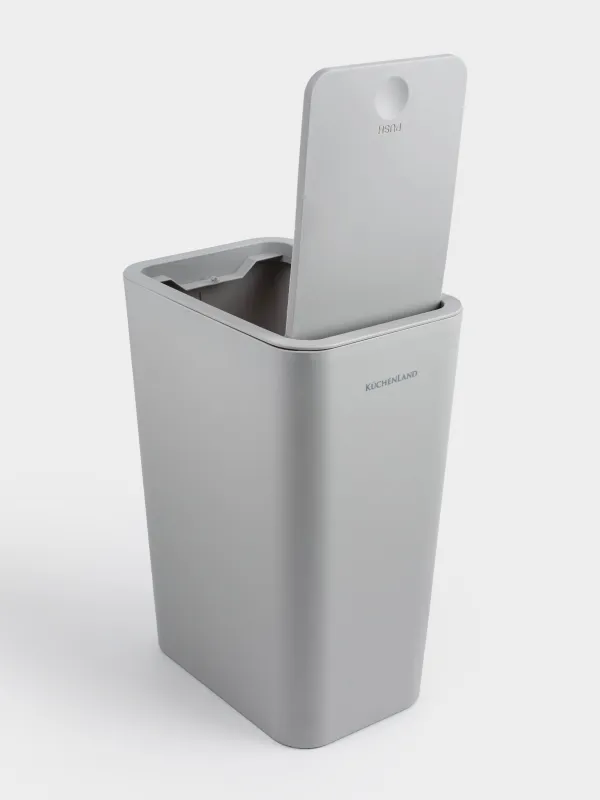 Ведро для мусора, 12 л, с кнопкой для открывания крышки, пластик, серое, Push new, image-3