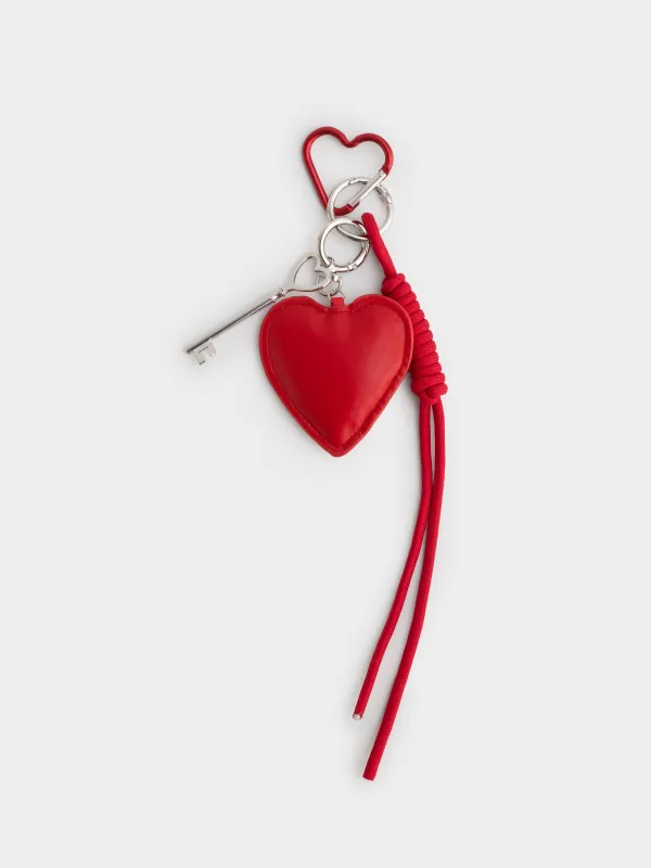 Брелок, 8 см, полиэстер/полиуретан/металл, красный, Сердце, Keychain heart, image-0
