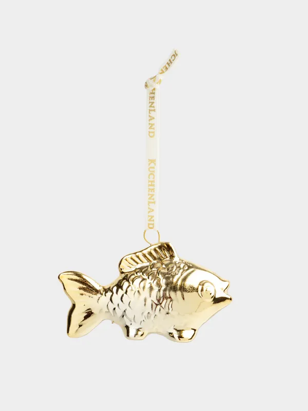 Игрушка елочная, 7 см, фарфор P, золотистая, Рыбка, Figure christmas, image-2