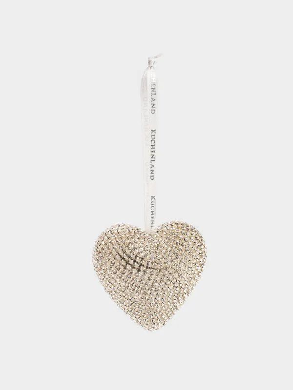 Игрушка елочная, 6 см, стекло/металл, серебристая, Сердце в кристаллах, Figure sparkle, image-1