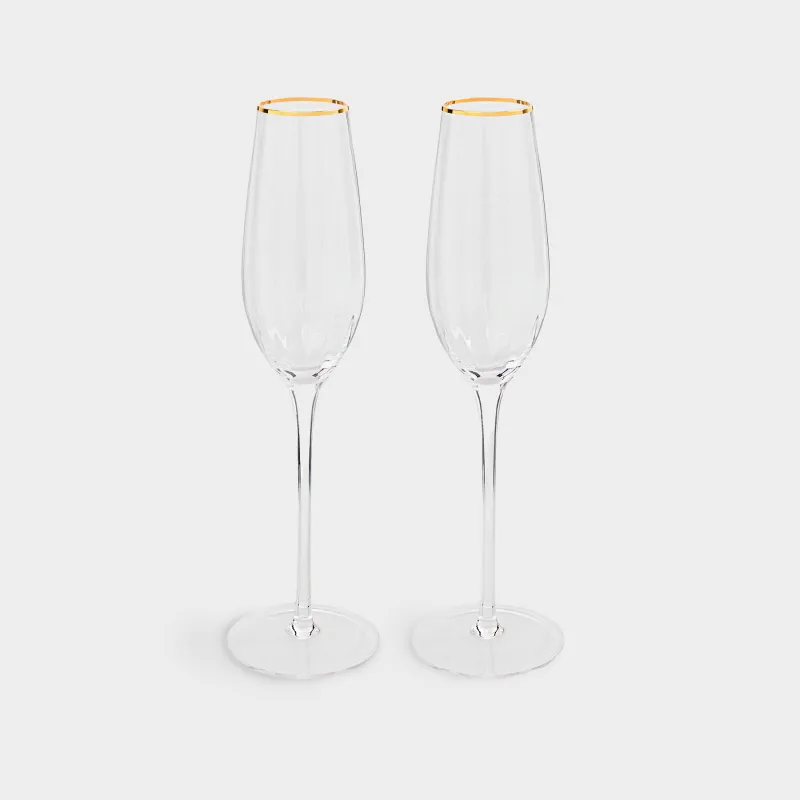 Бокал для шампанского, 2 шт, с золотистым кантом, Filo R gold