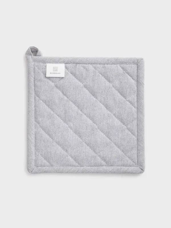 Прихватка, 20x20 см, хлопок, квадратная, светло-серая, Полосы, Stripe kitchen, image-1