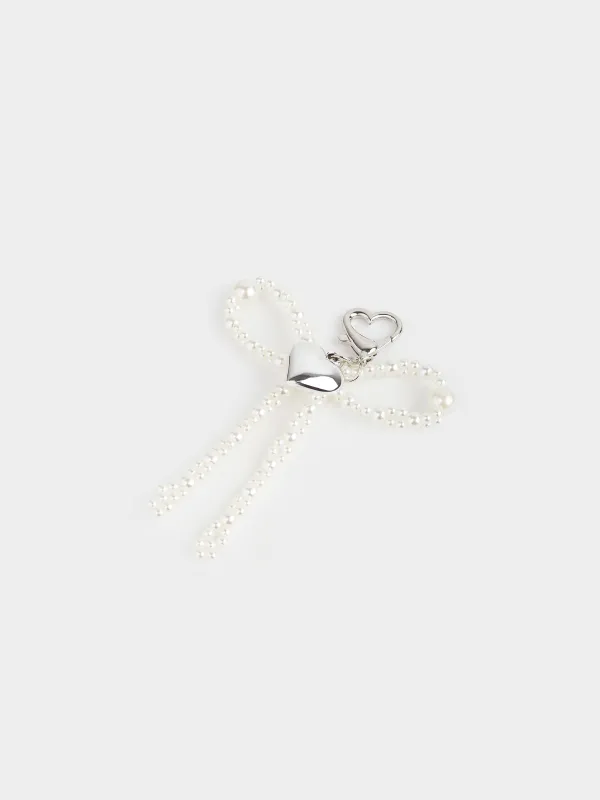 Брелок, 9 см, Сердце и бусины, Pearl heart, image-1