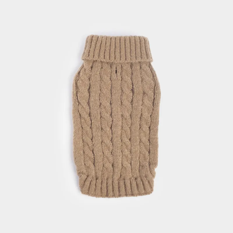 Свитер для животных, 32 см, р. S, полиэстер, коричневый, Косички, Fashion pet