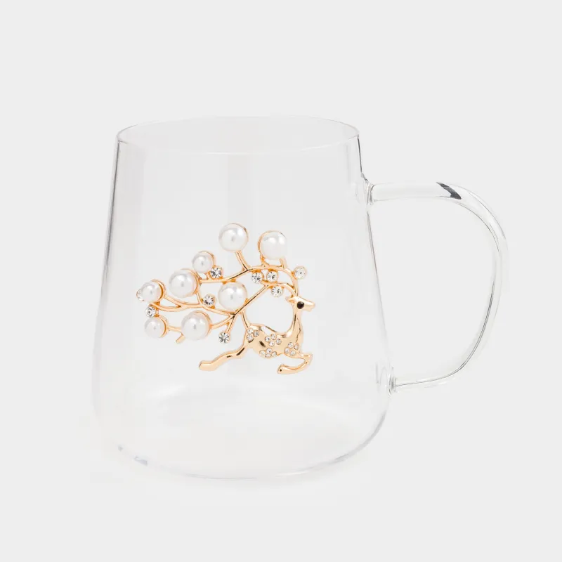 Кружка, 430 мл, 2 шт, стекло Б/металл, Олени, Verset pearl, image-1