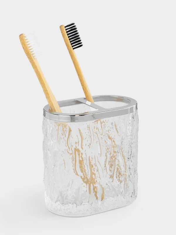 Стакан для зубных щеток, 11 см, стекло/сталь, Hiona, image-3