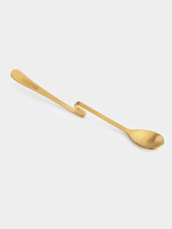 Ложка чайная, 20 см, с изогнутой ручкой, сталь, золотистая, Classic gold, image-1