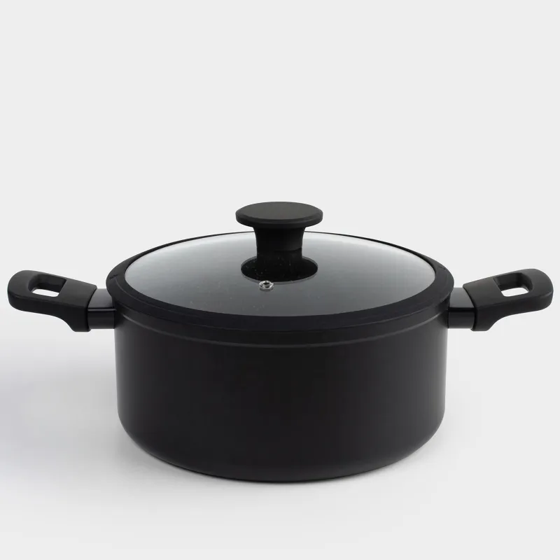 Кастрюля, 24 см, 4,7 л, с крышкой, с покрытием, алюминий, черная, Black rock