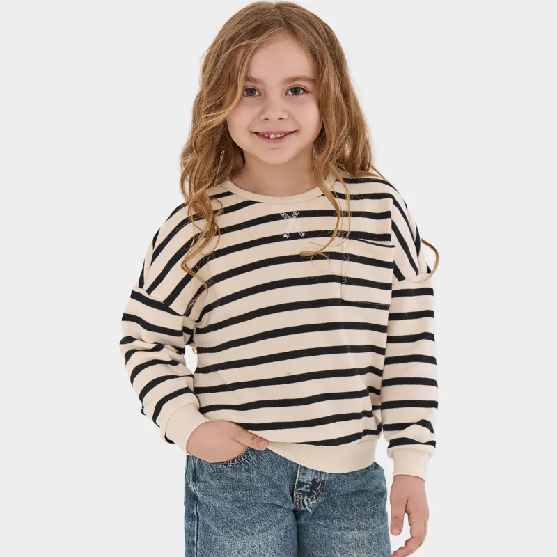 Свитшот детский, для девочек, бело-черный, Blaina