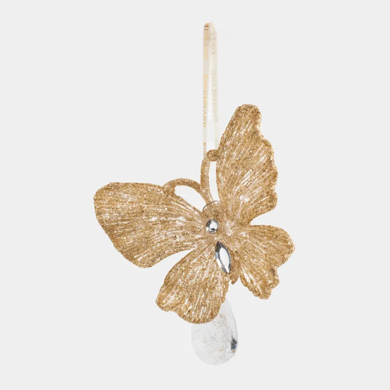 Игрушка елочная, 11 см, пластик, шампань, Бабочка, Butterfly NY, image-1