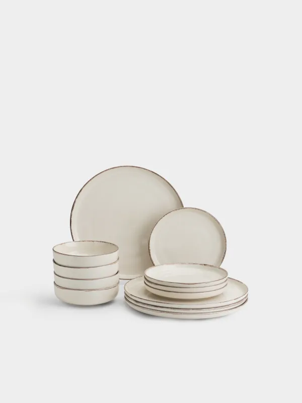 Сервиз обеденный, на 4 персоны, 12 предметов, в крапинку, Speckled glaze, image-0