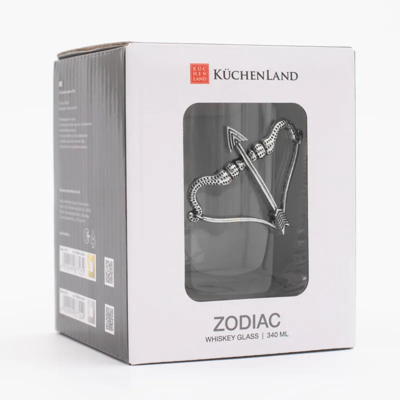 Стакан для виски, 10 см, 340 мл, стекло/металл, серебристый, Стрелец, Zodiac, image-5