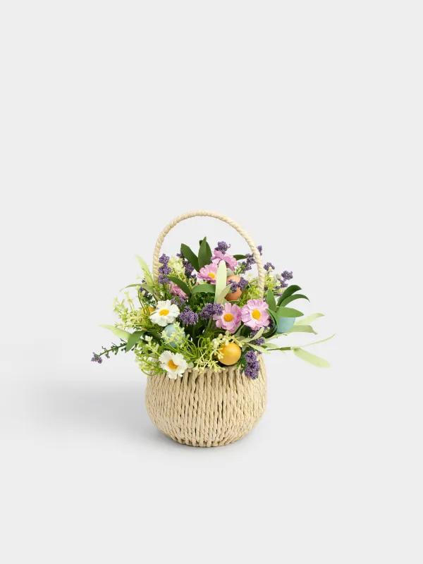 Композиция декоративная, 26 см, в корзинке, пластик/пенопласт, Цветы, Easter decor, image-1