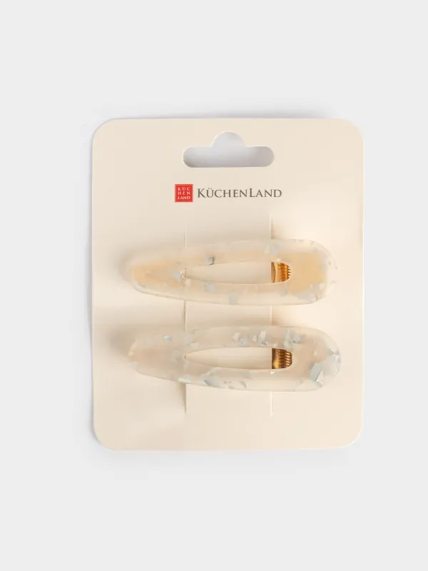 Заколка для волос, 7 см, 2 шт, акрил/металл, перламутр, Гламур, Glam, image-4