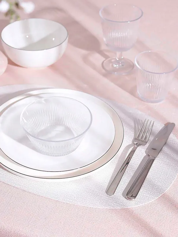 Салфетка под приборы, 30х45 см, ПВХ, овальная, белая, Серебристые капли, Rock, image-5