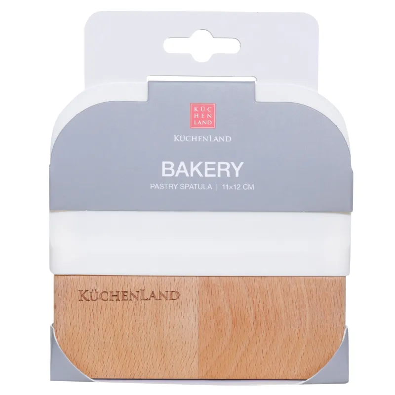 Шпатель кондитерский, 11x12 см, двойной, силикон/дерево, бежевый, Assist, image-2